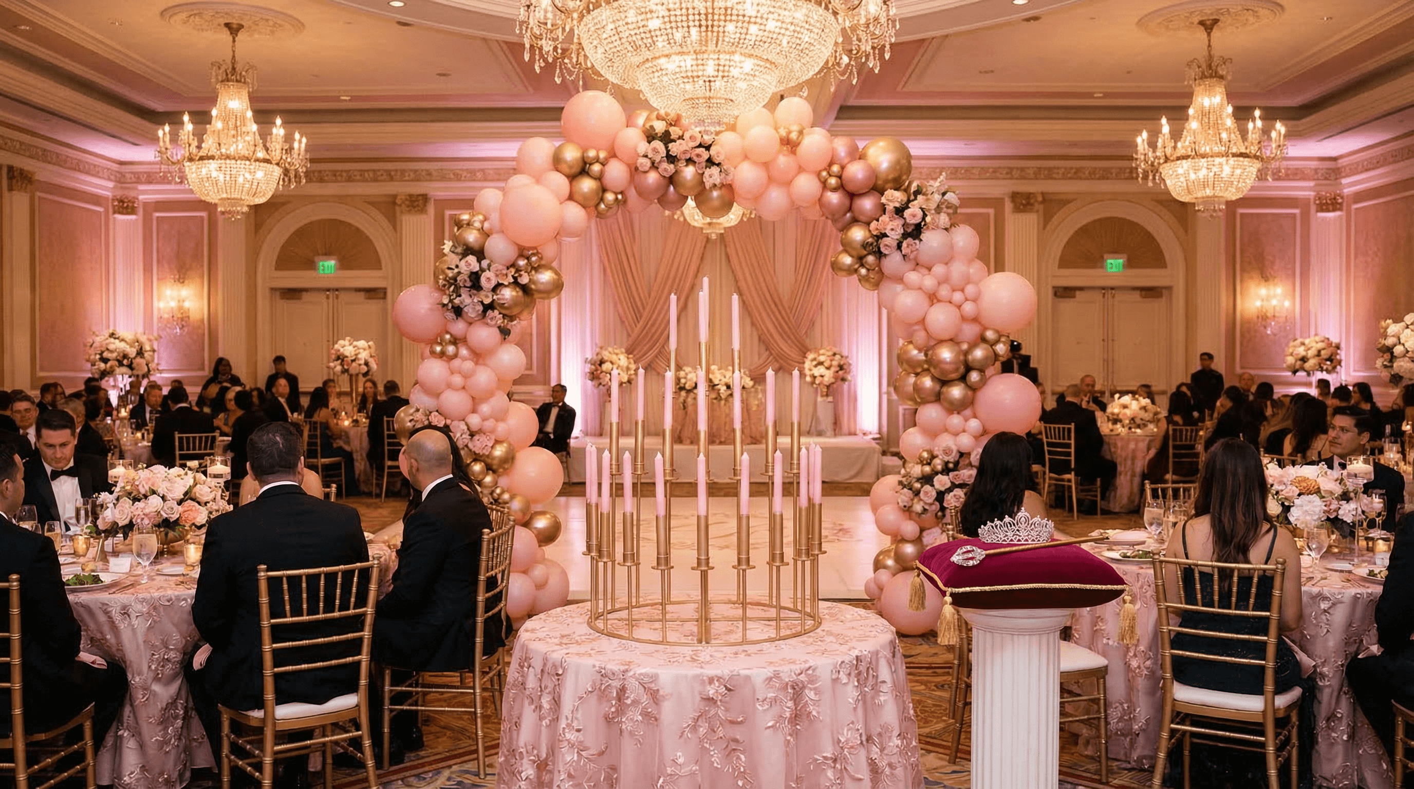 Elegant quinceañera celebration in Las Vegas ballroom