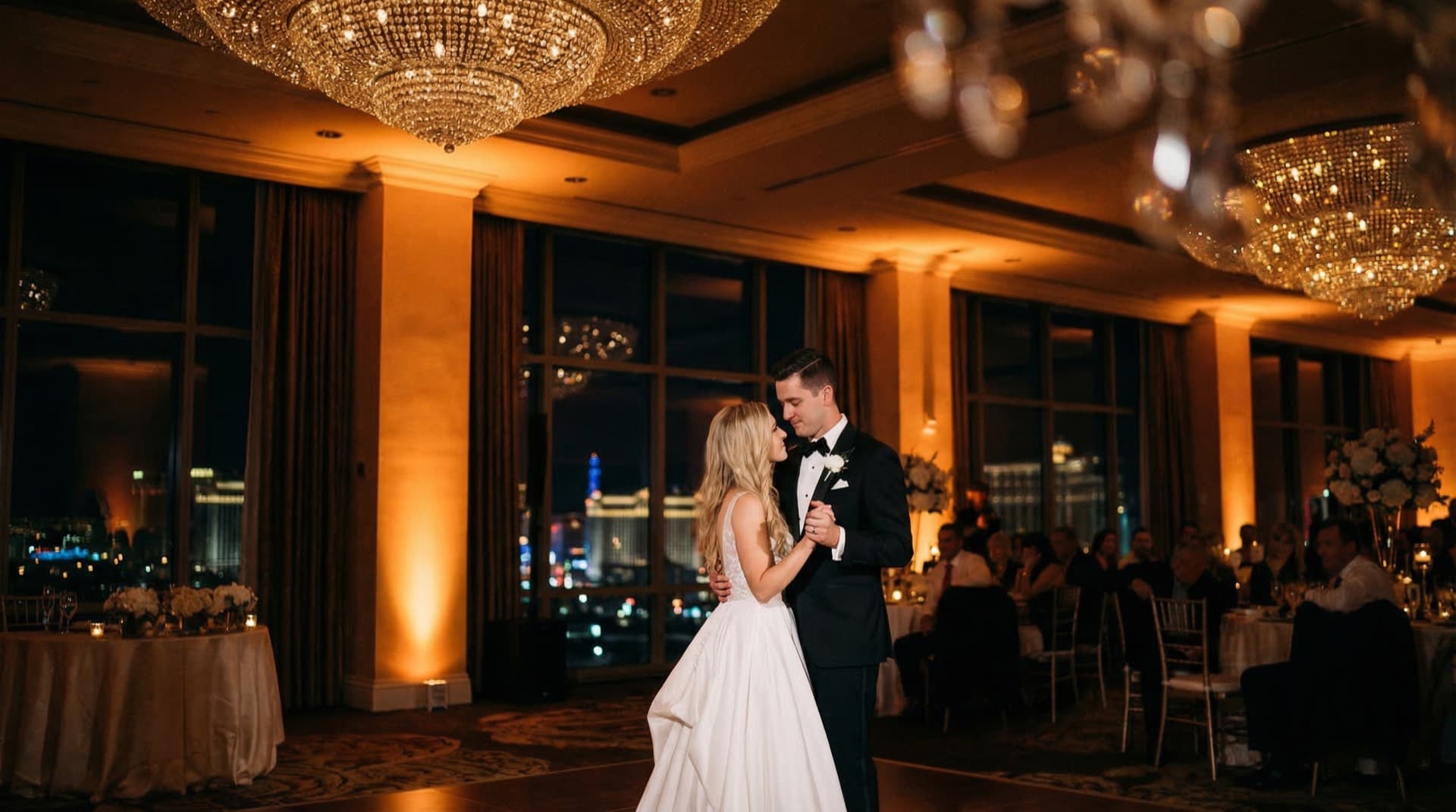 Luxury wedding reception in Las Vegas ballroom